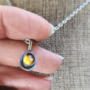 Artisan-made sterling Silver Pendant With Citrine Gemstone. One Of A Kind, Art